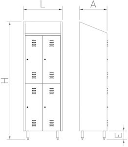 Armoire vestiaire inox de 6 portes