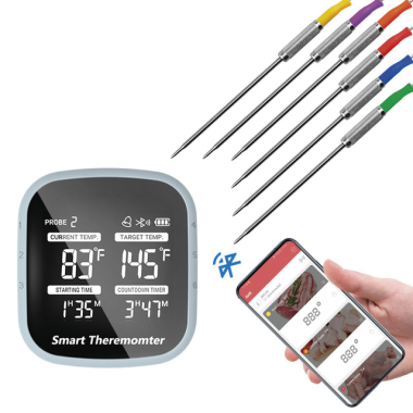 Bluetooth barbecue thermometer with 6 probes